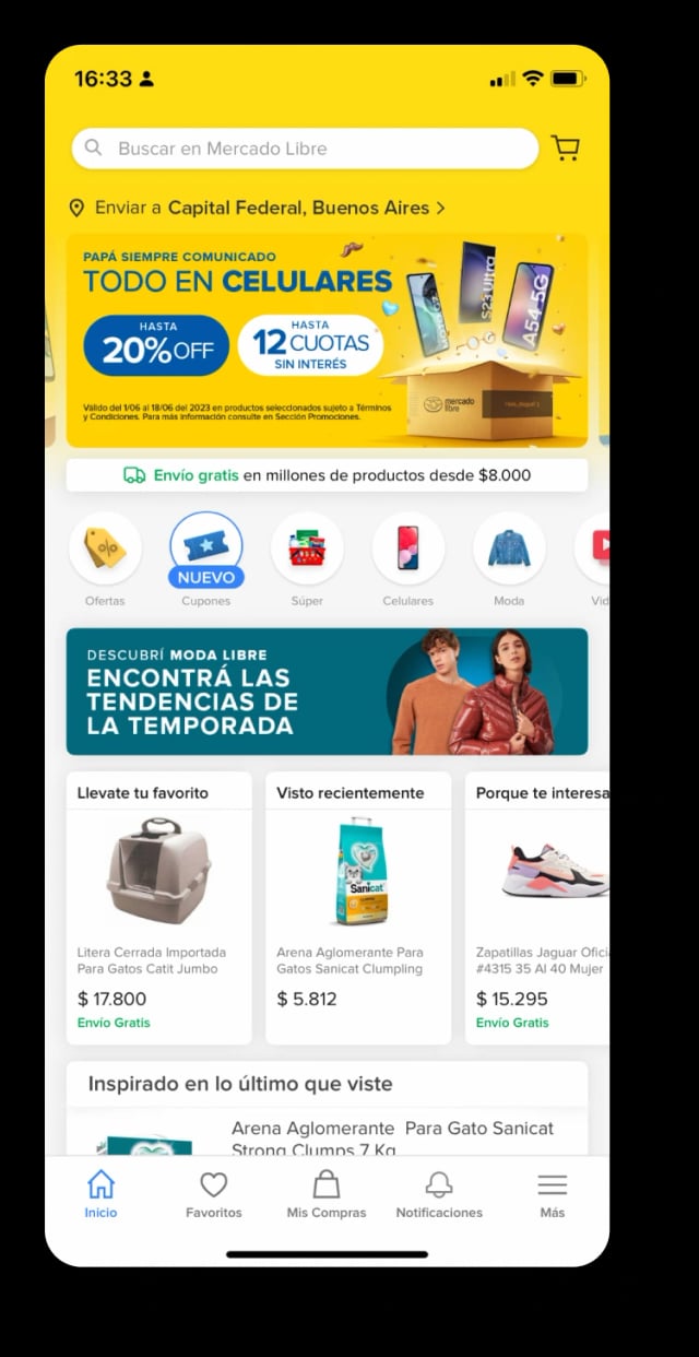 Screenshots of the app