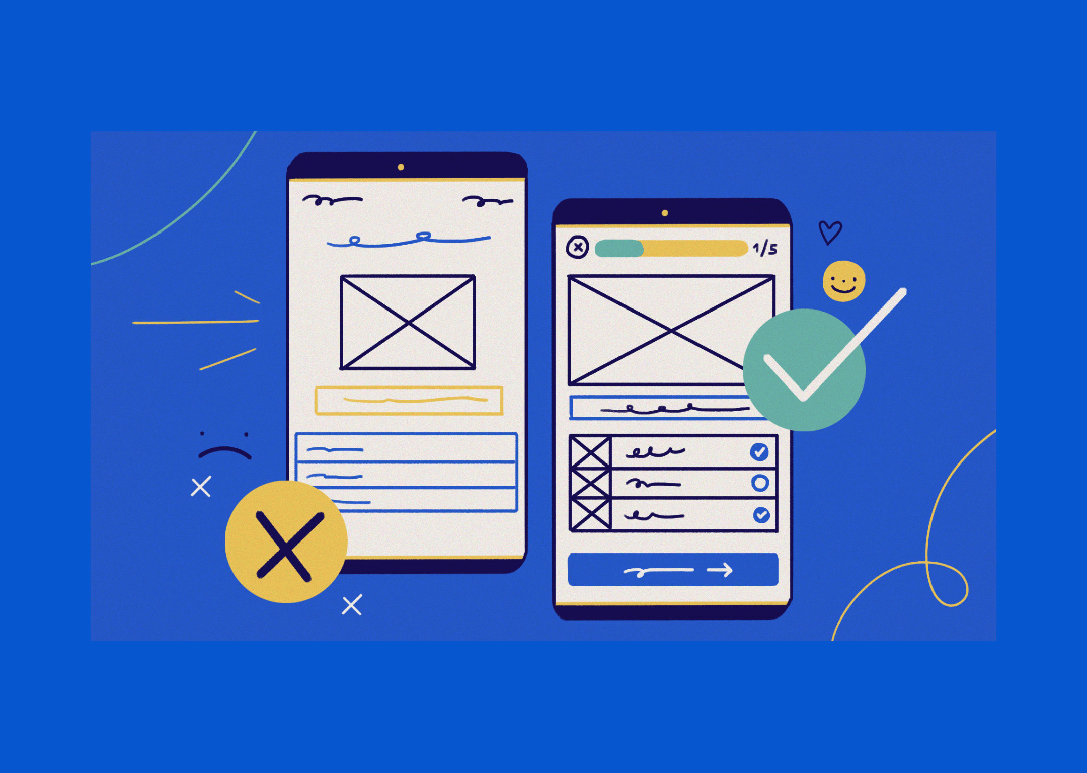 Cover showing an illustration of two UI screens with a good and bad practices